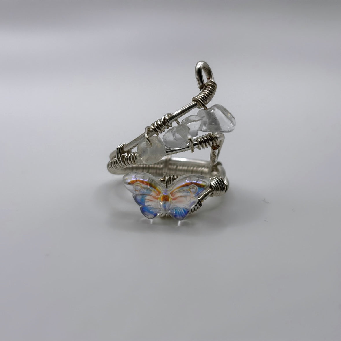 Clear Quartz Butterfly Ring