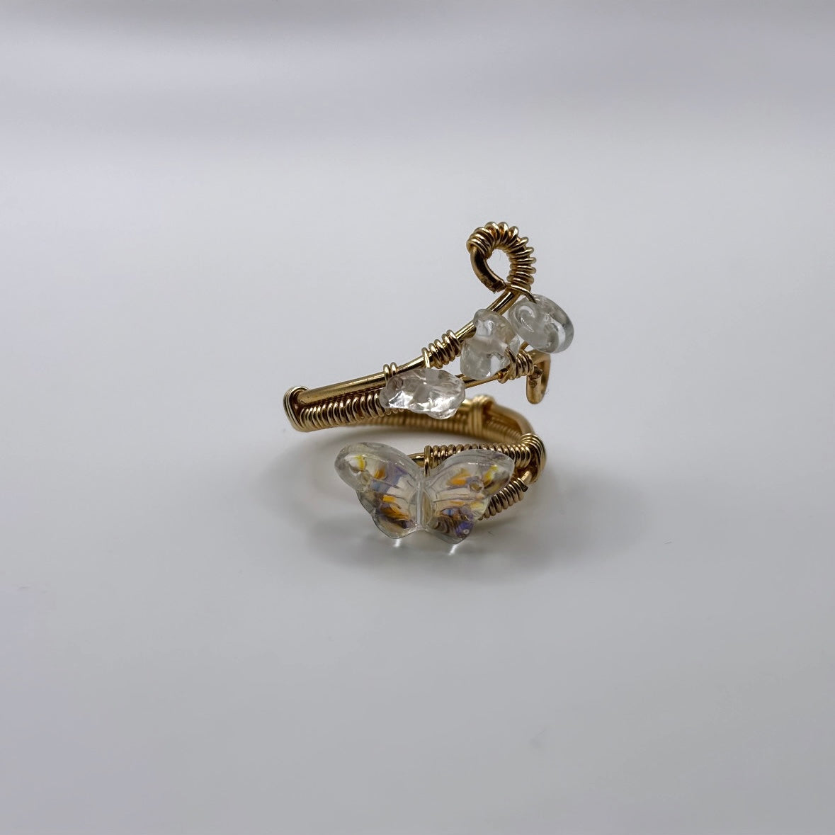 Clear Quartz Butterfly Ring