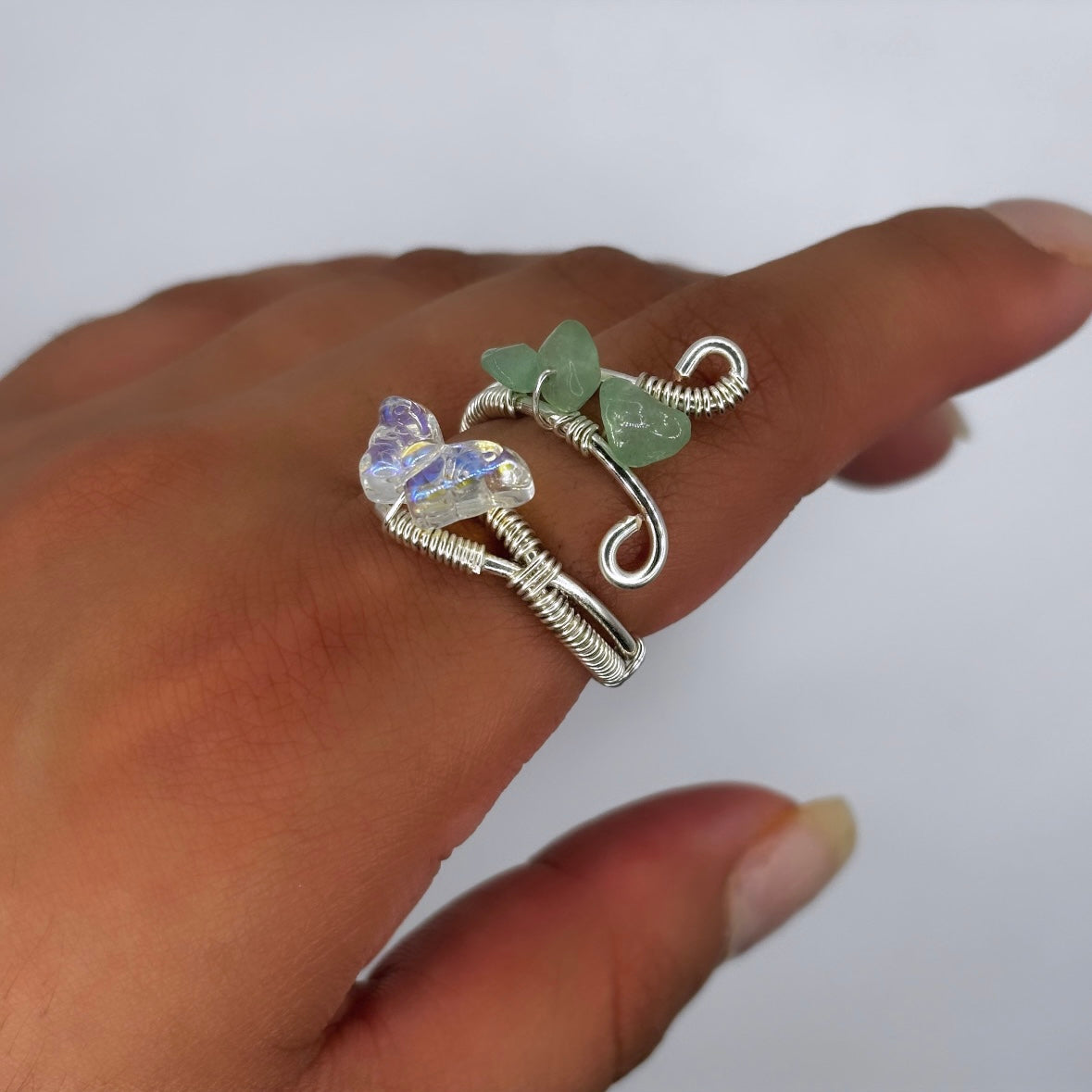 Green Aventurine Butterfly Ring