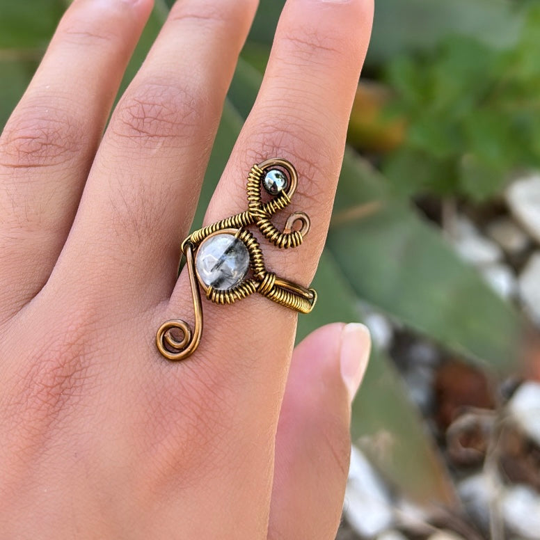 Tourmalinated Quartz Ring