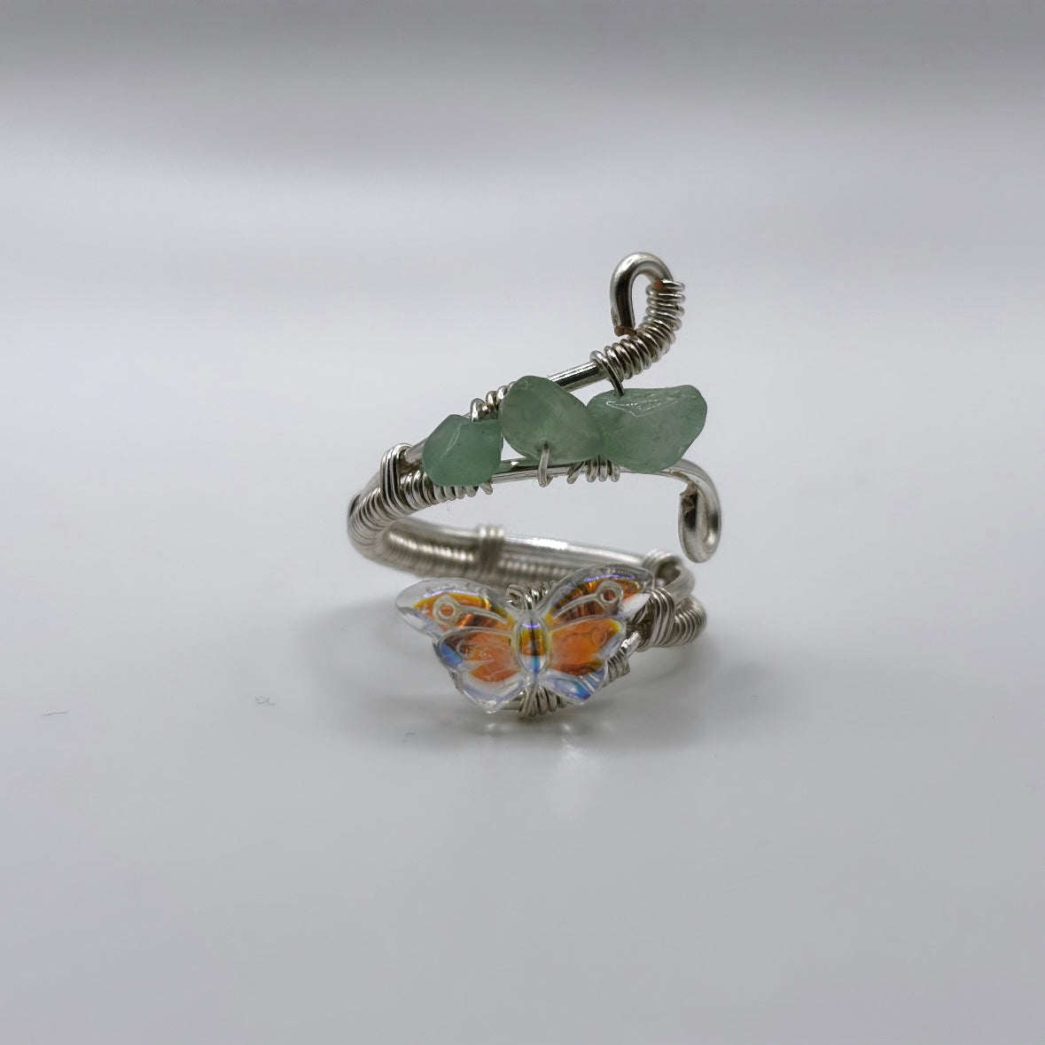Green Aventurine Butterfly Ring