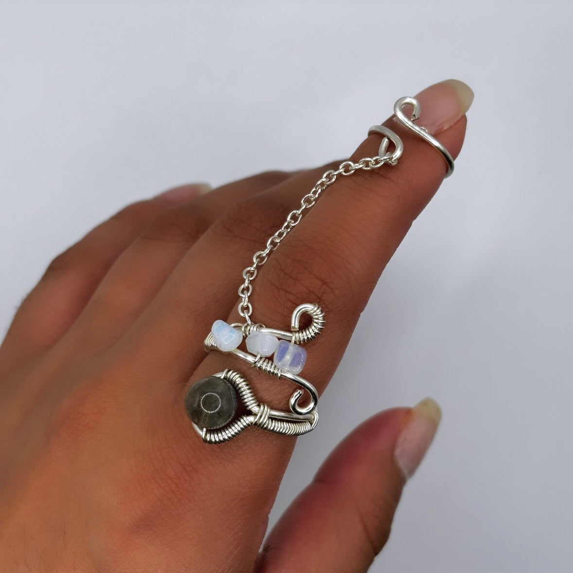 Labradorite Long Ring