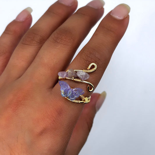 Amethyst Butterfly Ring
