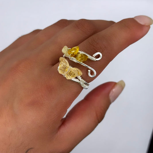 Citrine Butterfly Ring