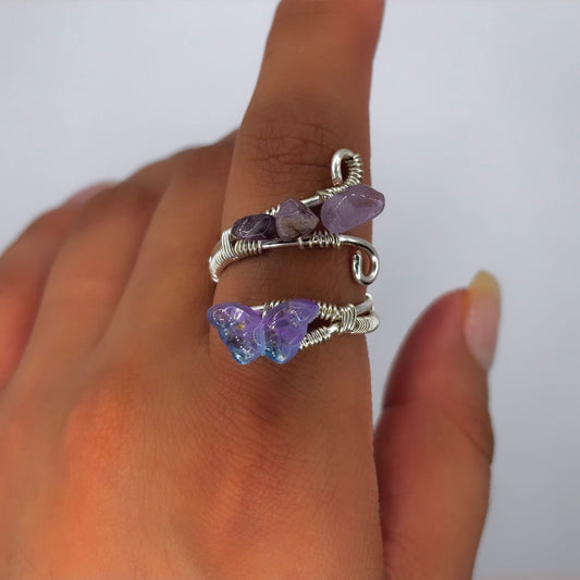 Amethyst Butterfly Ring