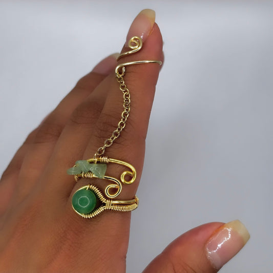 Green Aventurine Long Ring