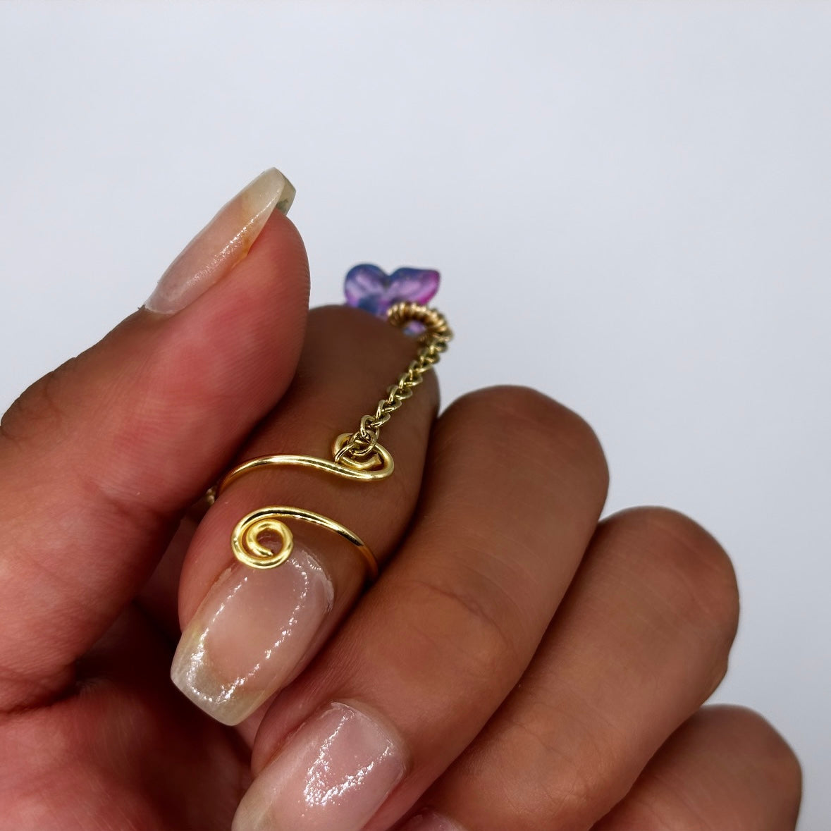 Amethyst Long Butterfly Ring